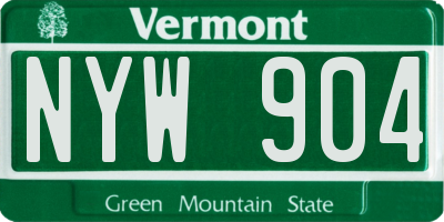 VT license plate NYW904