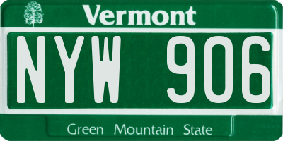 VT license plate NYW906