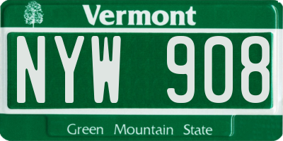 VT license plate NYW908
