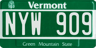 VT license plate NYW909