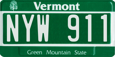 VT license plate NYW911