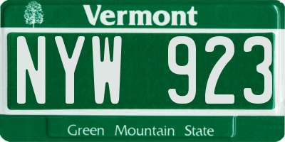 VT license plate NYW923