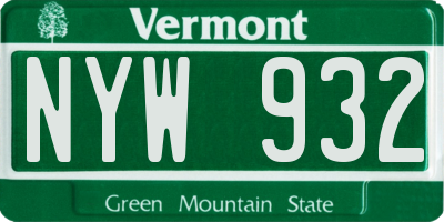 VT license plate NYW932