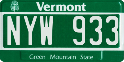VT license plate NYW933