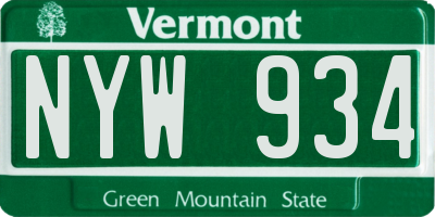 VT license plate NYW934