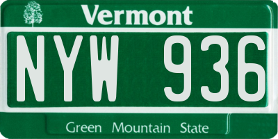 VT license plate NYW936