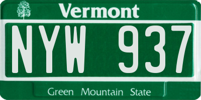 VT license plate NYW937