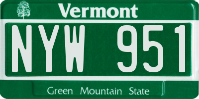 VT license plate NYW951
