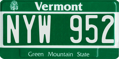 VT license plate NYW952