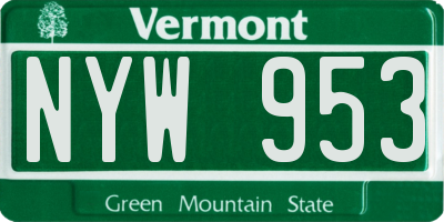 VT license plate NYW953
