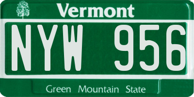 VT license plate NYW956