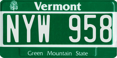 VT license plate NYW958