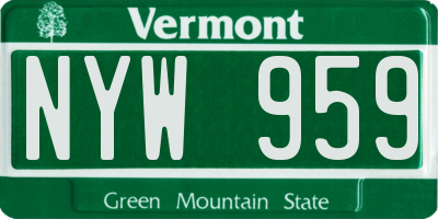 VT license plate NYW959