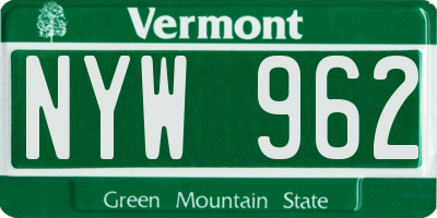 VT license plate NYW962