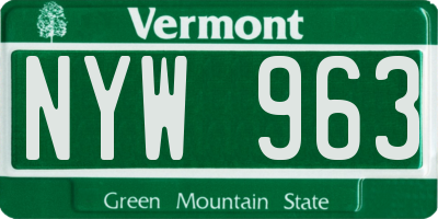 VT license plate NYW963