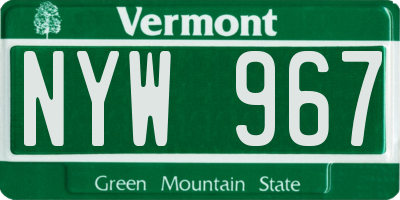 VT license plate NYW967