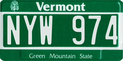 VT license plate NYW974