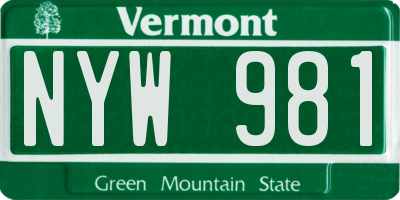 VT license plate NYW981