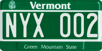 VT license plate NYX002