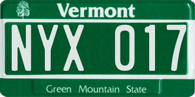 VT license plate NYX017