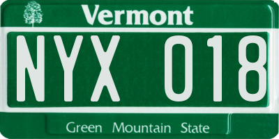 VT license plate NYX018