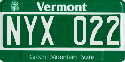 VT license plate NYX022