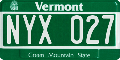 VT license plate NYX027
