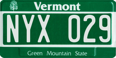 VT license plate NYX029