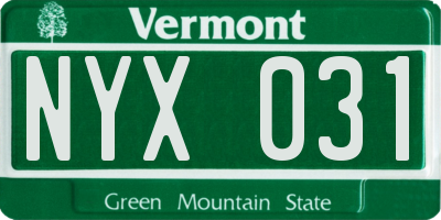 VT license plate NYX031