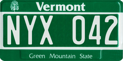 VT license plate NYX042