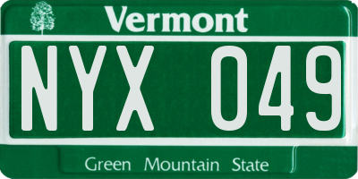 VT license plate NYX049