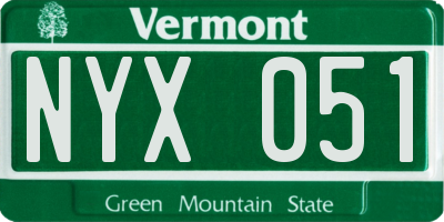 VT license plate NYX051