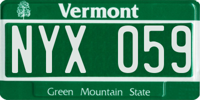 VT license plate NYX059