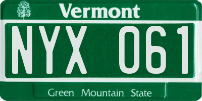 VT license plate NYX061