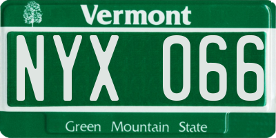 VT license plate NYX066