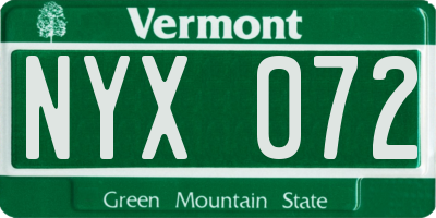 VT license plate NYX072