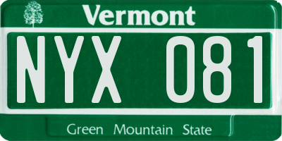 VT license plate NYX081