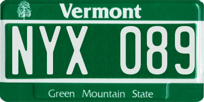 VT license plate NYX089