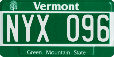 VT license plate NYX096