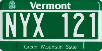 VT license plate NYX121