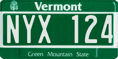 VT license plate NYX124