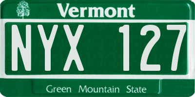 VT license plate NYX127
