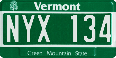 VT license plate NYX134