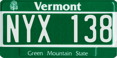 VT license plate NYX138