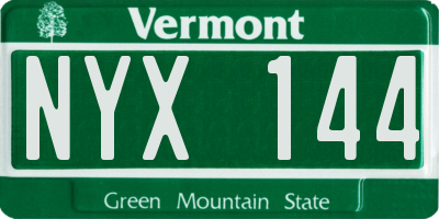 VT license plate NYX144