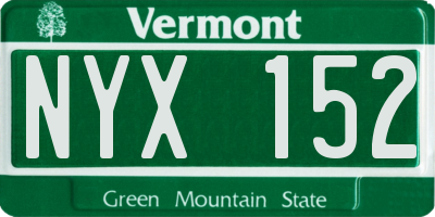 VT license plate NYX152