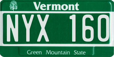 VT license plate NYX160