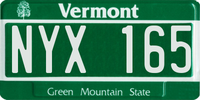 VT license plate NYX165