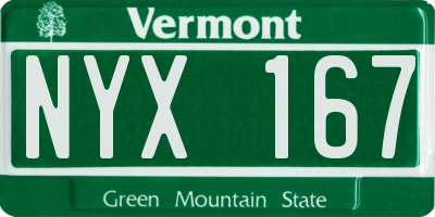 VT license plate NYX167
