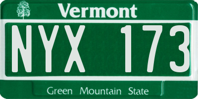 VT license plate NYX173